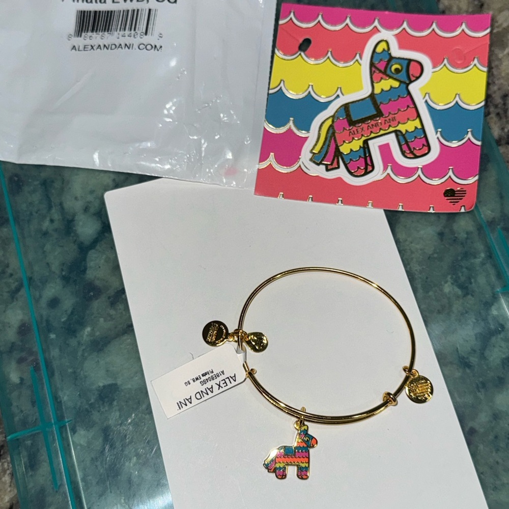Alex and Ani Gold Bracelet with Colorful Piñata Charm
